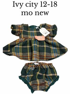 Ivy City Co Holly Plaid mini Dress new 12-18 mo
